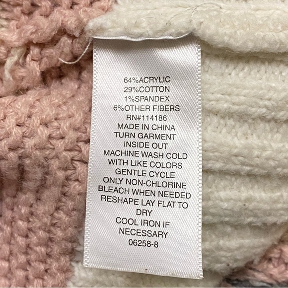 a.n.a. a new approach Cream Mock Neck Fair Isle Print Sweater Cotton-blend - Picture 6 of 7